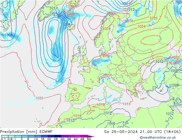 Srážky ECMWF So 25.05.2024 00 UTC