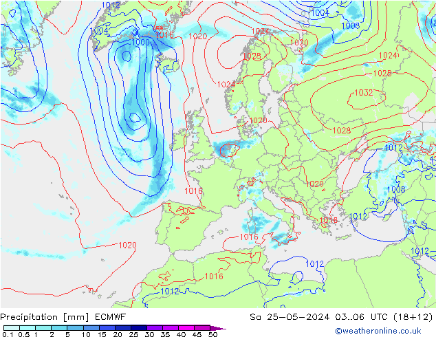 осадки ECMWF сб 25.05.2024 06 UTC