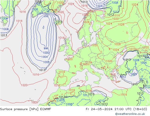 приземное давление ECMWF пт 24.05.2024 21 UTC