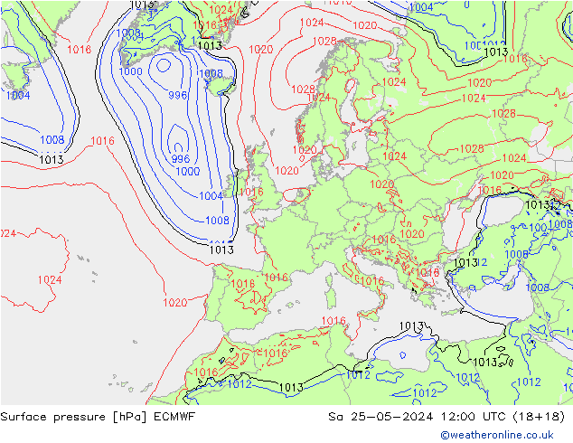 pression de l'air ECMWF sam 25.05.2024 12 UTC