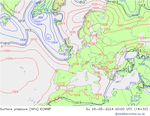 ciśnienie ECMWF nie. 26.05.2024 00 UTC