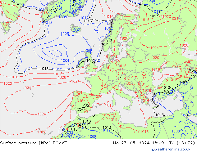 Luchtdruk (Grond) ECMWF ma 27.05.2024 18 UTC