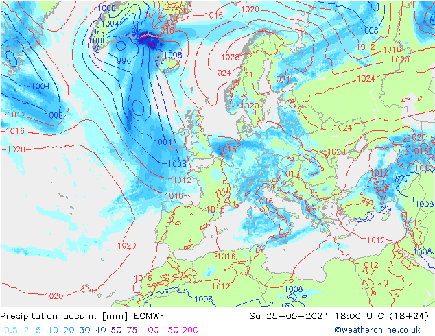 Nied. akkumuliert ECMWF Sa 25.05.2024 18 UTC