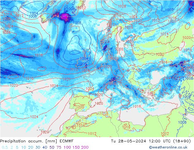 Nied. akkumuliert ECMWF Di 28.05.2024 12 UTC