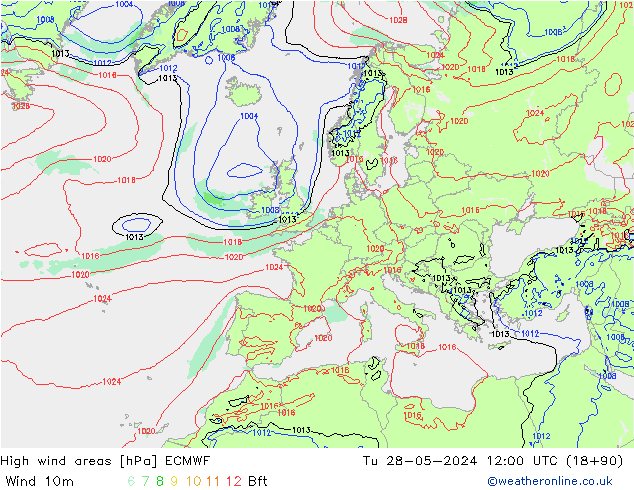 High wind areas ECMWF mar 28.05.2024 12 UTC