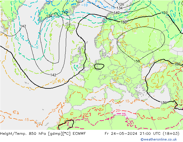 Height/Temp. 850 hPa ECMWF  24.05.2024 21 UTC