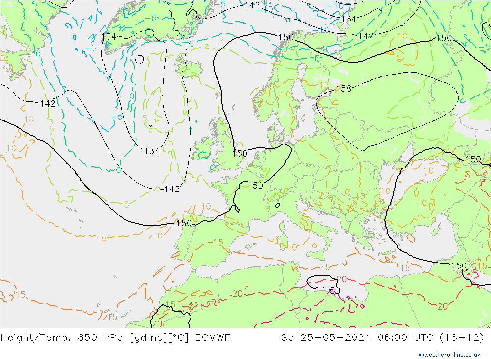 Height/Temp. 850 hPa ECMWF Sáb 25.05.2024 06 UTC