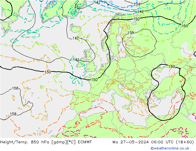 Z500/Rain (+SLP)/Z850 ECMWF Mo 27.05.2024 06 UTC