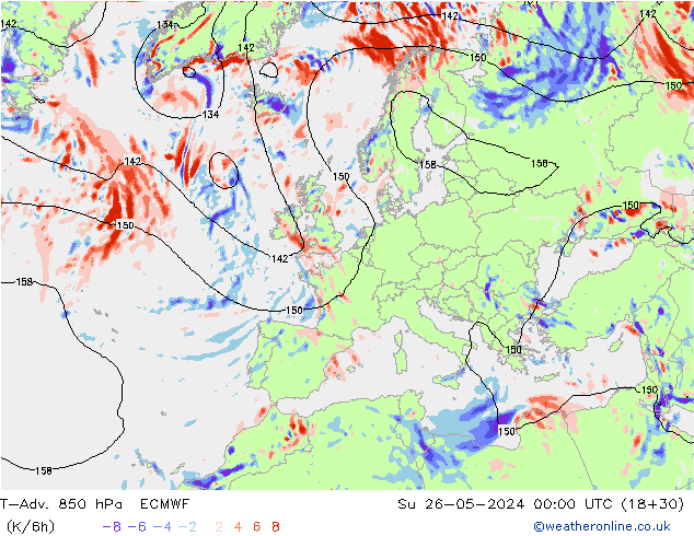 T-Adv. 850 hPa ECMWF Ne 26.05.2024 00 UTC