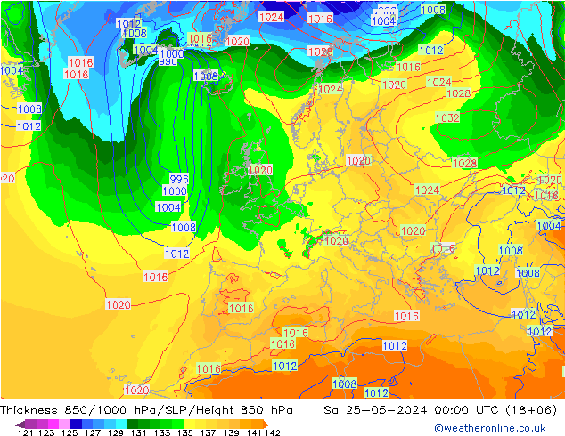 Thck 850-1000 hPa ECMWF Sáb 25.05.2024 00 UTC