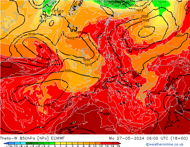 Theta-W 850hPa ECMWF Mo 27.05.2024 06 UTC