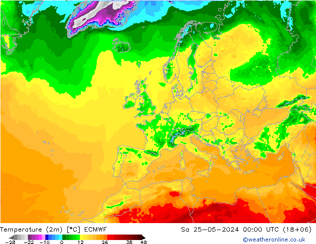 Temperature (2m) ECMWF So 25.05.2024 00 UTC