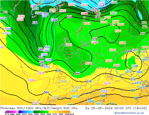 Thck 500-1000hPa ECMWF so. 25.05.2024 00 UTC