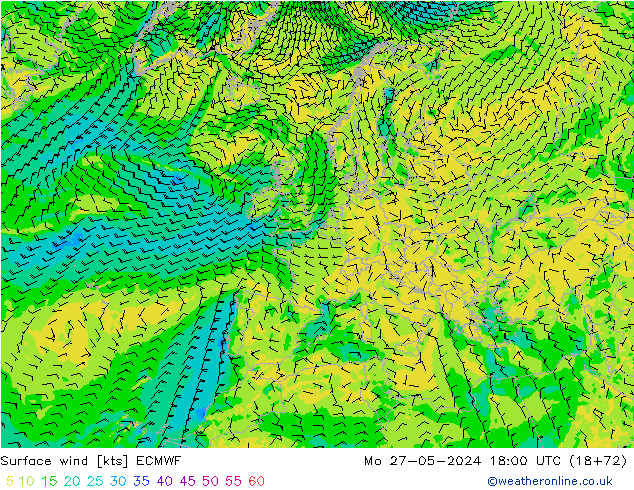 Bodenwind ECMWF Mo 27.05.2024 18 UTC