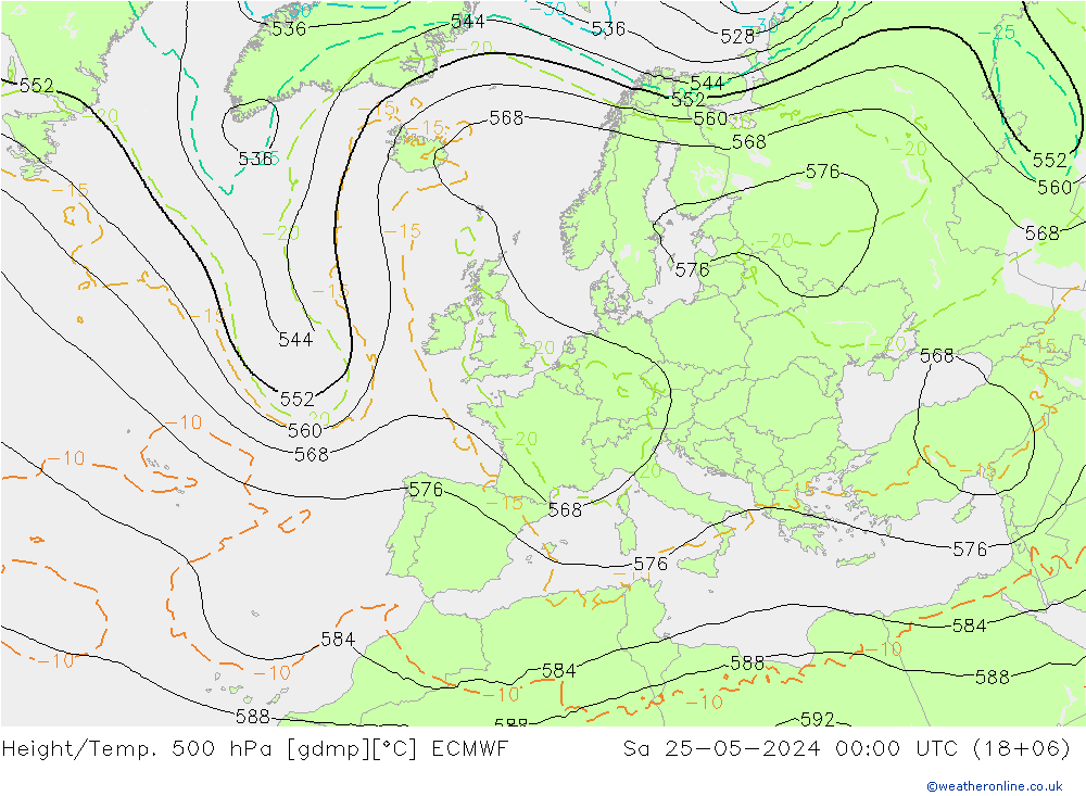 Yükseklik/Sıc. 500 hPa ECMWF Cts 25.05.2024 00 UTC