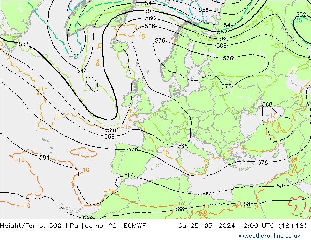 Yükseklik/Sıc. 500 hPa ECMWF Cts 25.05.2024 12 UTC