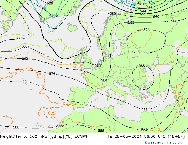 Height/Temp. 500 hPa ECMWF Tu 28.05.2024 06 UTC