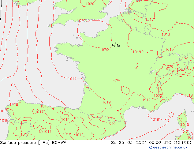 Surface pressure ECMWF Sa 25.05.2024 00 UTC