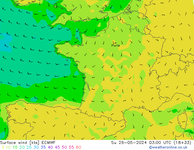 Surface wind ECMWF Su 26.05.2024 03 UTC