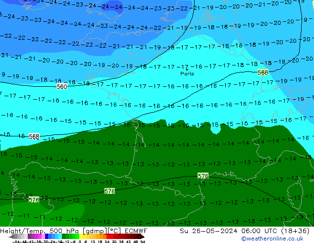 Z500/Rain (+SLP)/Z850 ECMWF dim 26.05.2024 06 UTC