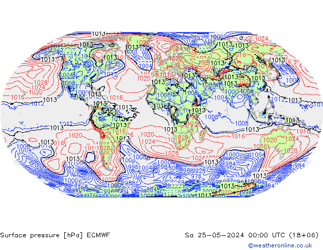 Surface pressure ECMWF Sa 25.05.2024 00 UTC