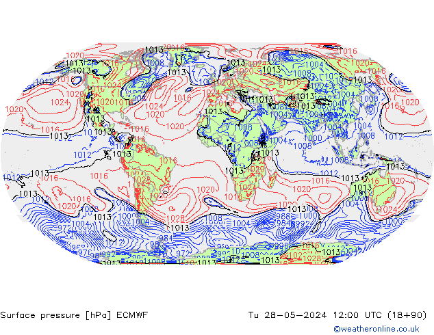 Bodendruck ECMWF Di 28.05.2024 12 UTC