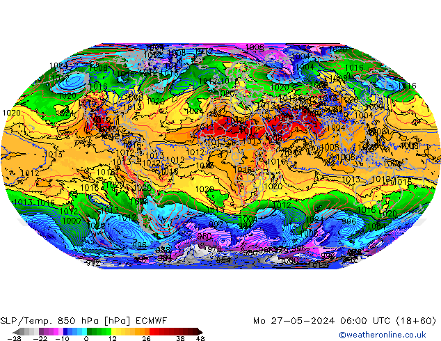 850 hPa Yer Bas./Sıc ECMWF Pzt 27.05.2024 06 UTC