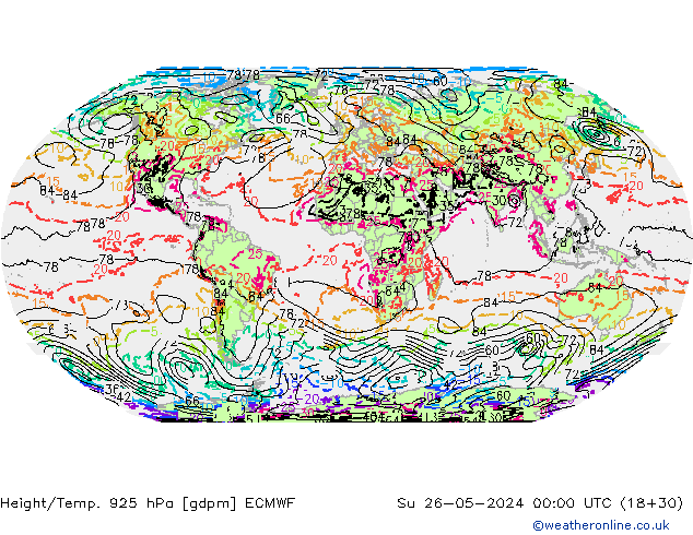 Height/Temp. 925 hPa ECMWF So 26.05.2024 00 UTC