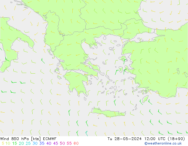 Vent 850 hPa ECMWF mar 28.05.2024 12 UTC