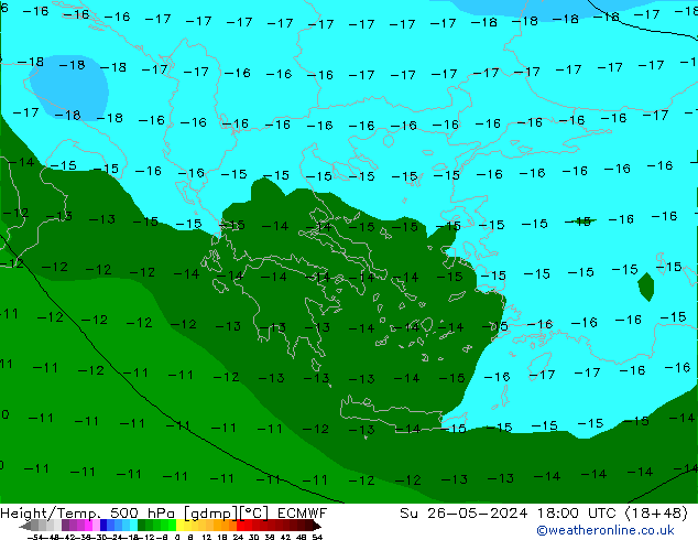 Z500/Rain (+SLP)/Z850 ECMWF Su 26.05.2024 18 UTC