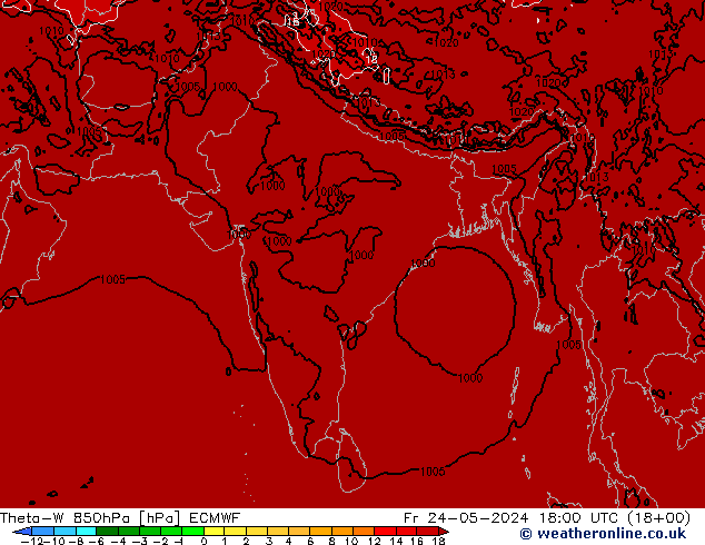 Theta-W 850hPa ECMWF Cu 24.05.2024 18 UTC