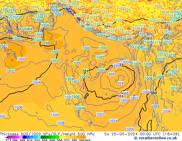 Thck 500-1000hPa ECMWF Sáb 25.05.2024 00 UTC