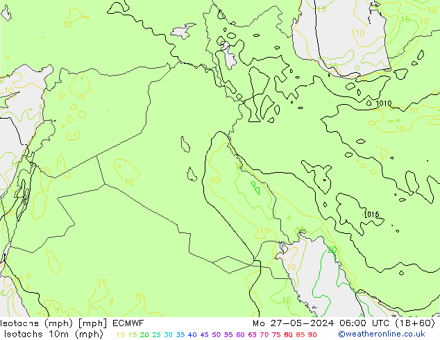 Isotachs (mph) ECMWF Seg 27.05.2024 06 UTC