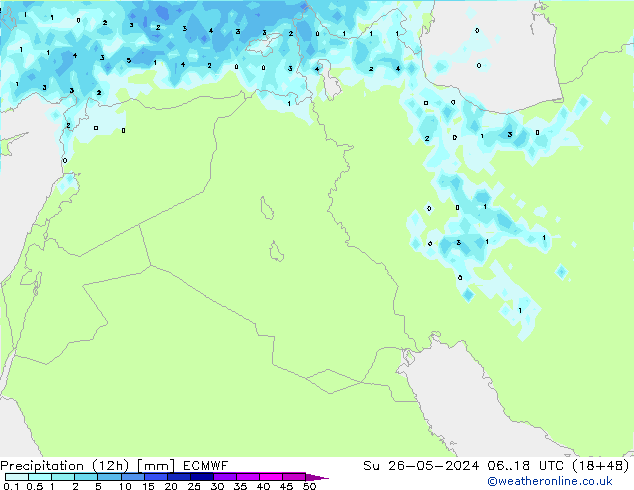 Précipitation (12h) ECMWF dim 26.05.2024 18 UTC