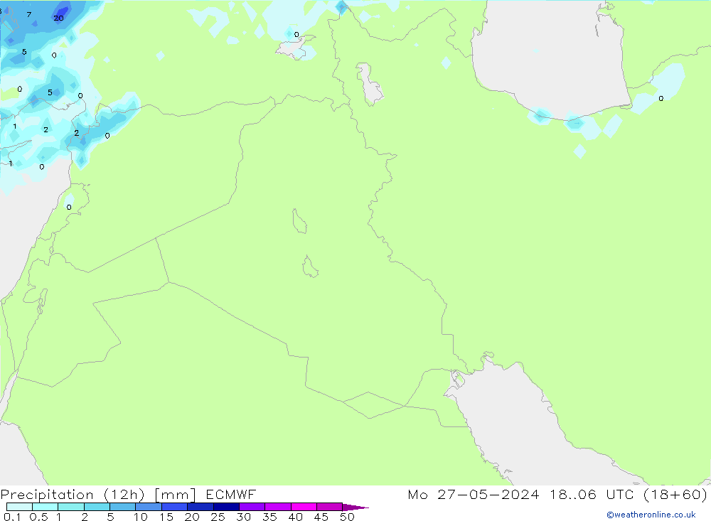 Precipitation (12h) ECMWF Mo 27.05.2024 06 UTC