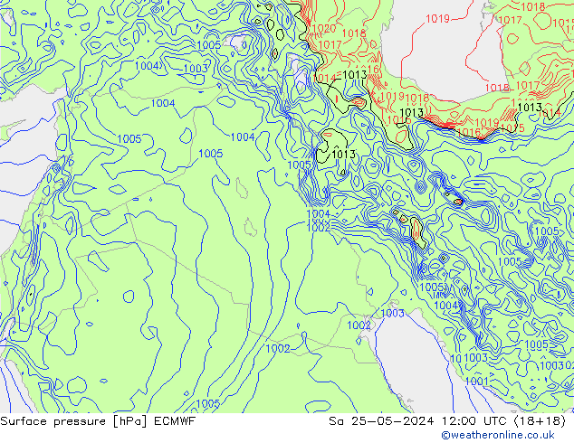 ciśnienie ECMWF so. 25.05.2024 12 UTC