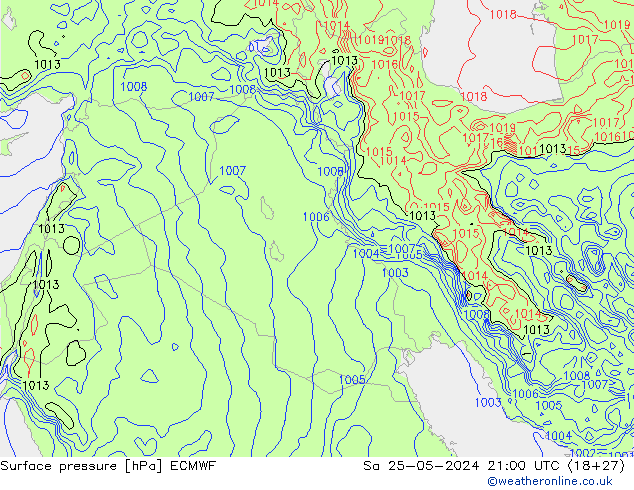 Surface pressure ECMWF Sa 25.05.2024 21 UTC