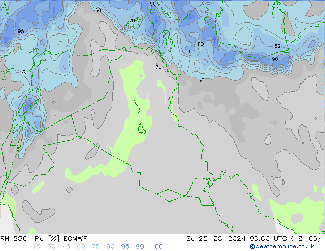 RH 850 hPa ECMWF So 25.05.2024 00 UTC