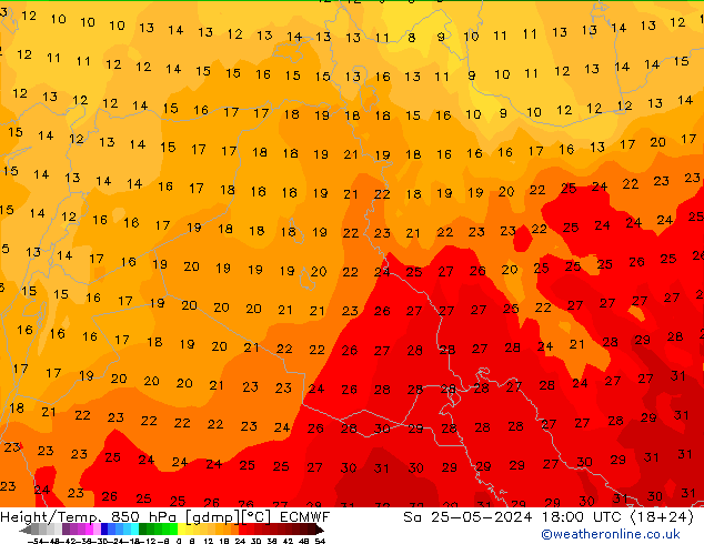 Z500/Regen(+SLP)/Z850 ECMWF za 25.05.2024 18 UTC