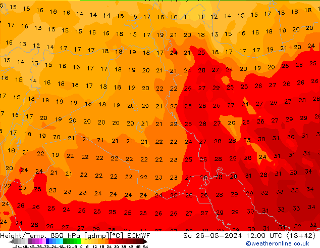 Z500/Rain (+SLP)/Z850 ECMWF Su 26.05.2024 12 UTC