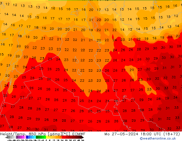 Z500/Rain (+SLP)/Z850 ECMWF Seg 27.05.2024 18 UTC