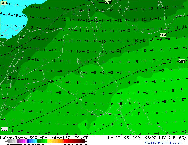 Height/Temp. 500 hPa ECMWF Seg 27.05.2024 06 UTC