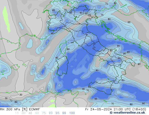 RV 300 hPa ECMWF vr 24.05.2024 21 UTC