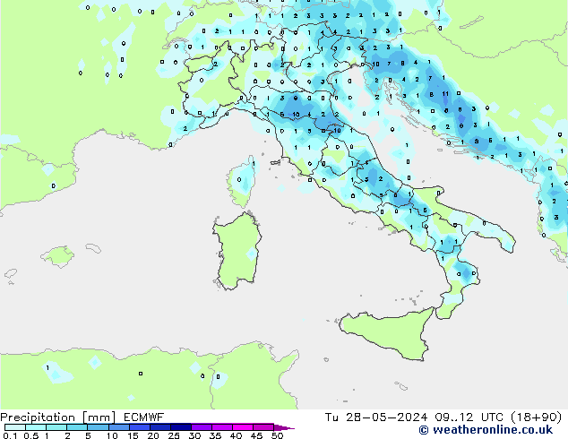 Precipitación ECMWF mar 28.05.2024 12 UTC