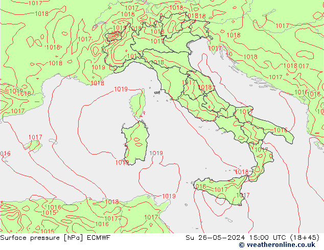 Surface pressure ECMWF Su 26.05.2024 15 UTC