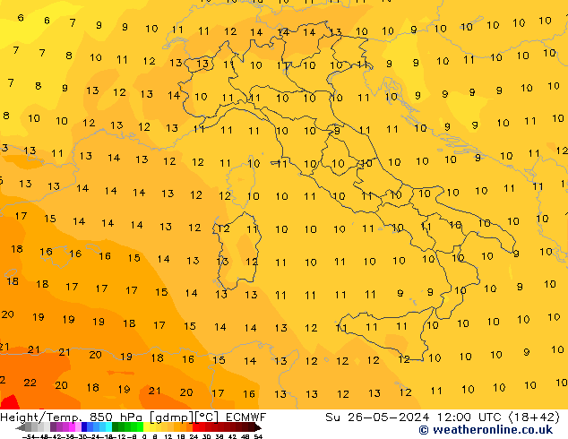 Z500/Rain (+SLP)/Z850 ECMWF Su 26.05.2024 12 UTC