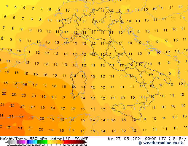 Z500/Rain (+SLP)/Z850 ECMWF lun 27.05.2024 00 UTC