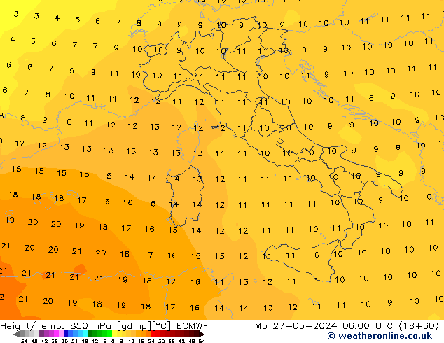 Height/Temp. 850 hPa ECMWF Seg 27.05.2024 06 UTC