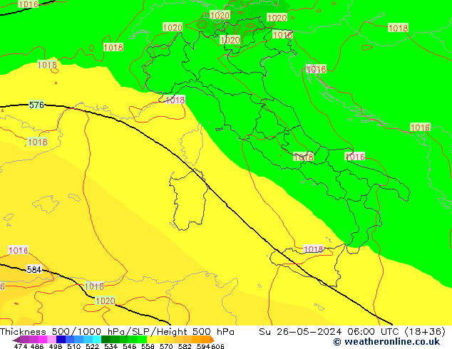 Thck 500-1000hPa ECMWF  26.05.2024 06 UTC