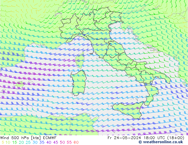 Vent 500 hPa ECMWF ven 24.05.2024 18 UTC